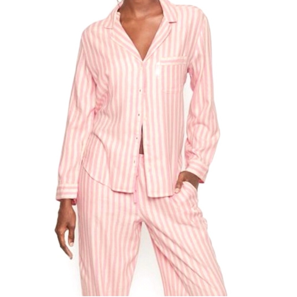 Victoria's Secret Pink Cotton Flannel Pajamas L